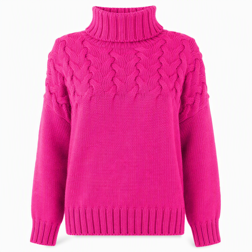 Pull en maille col roulé décontracté de couleur unie