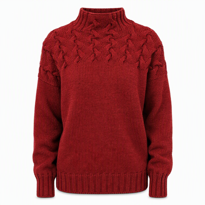 Pull en maille col roulé décontracté de couleur unie