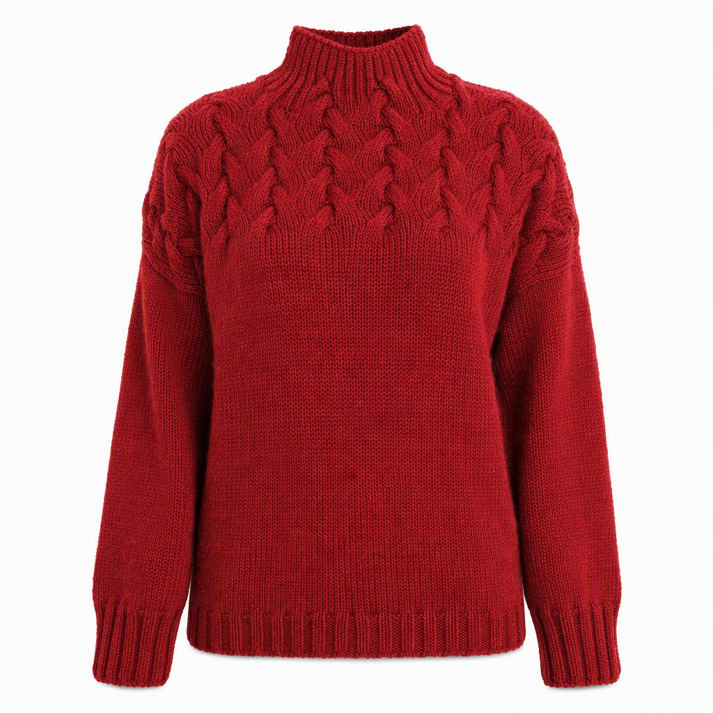 Pull en maille col roulé décontracté de couleur unie