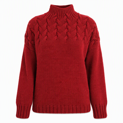 Pull en maille col roulé décontracté de couleur unie