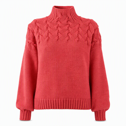 Pull en maille col roulé décontracté de couleur unie