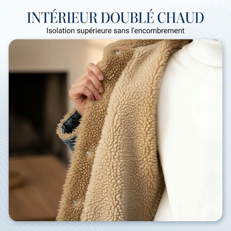 🌸 OFFRE LIMITÉE –50% ! ✨ Manteau long en jean doublé chaud pour femme