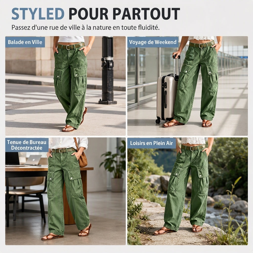 Pantalons cargo amples et élastiques pour femmes