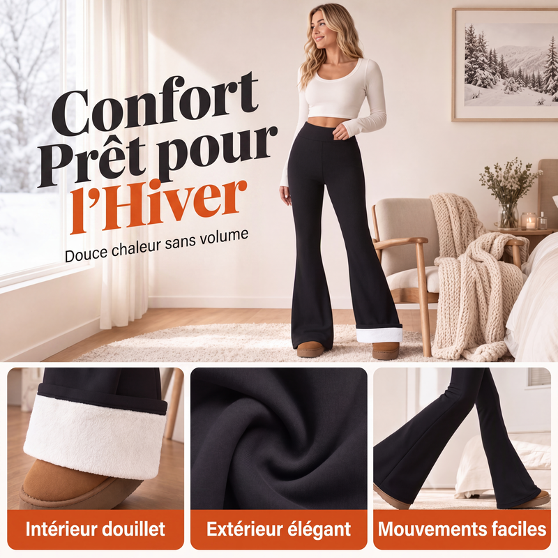 Legging évasé doublé de peluche pour femme