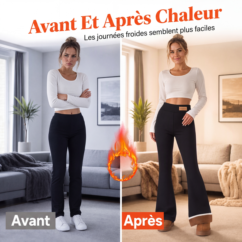 Legging évasé doublé de peluche pour femme