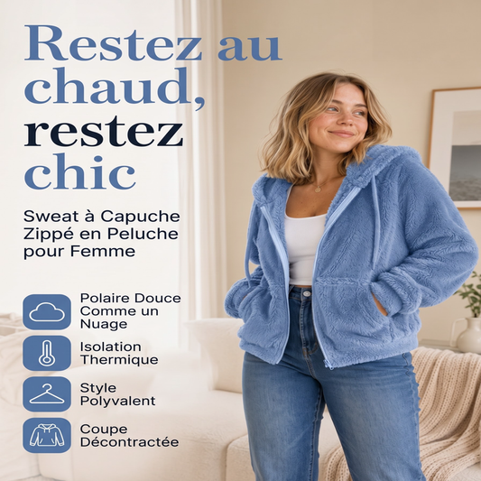🌸 OFFRE LIMITÉE –50% ! ✨ Veste à capuche douce et moelleuse pour femme