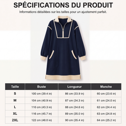 Robe sweat décontractée à demi-zip pour femme