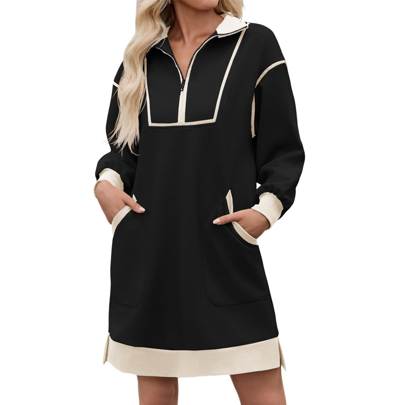 Robe sweat décontractée à demi-zip pour femme
