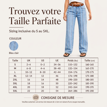 Jeans larges extensibles pour femmes avec bordure brute