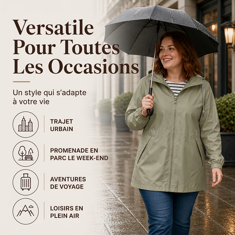 Veste à capuche imperméable d'extérieur pour femme