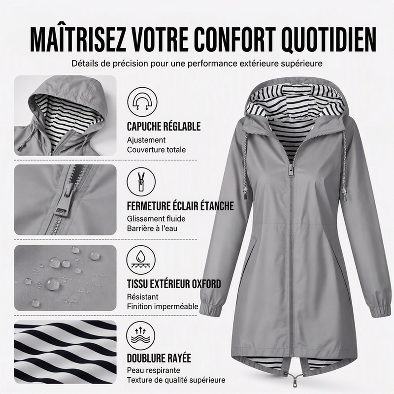 Veste à capuche imperméable d'extérieur pour femme