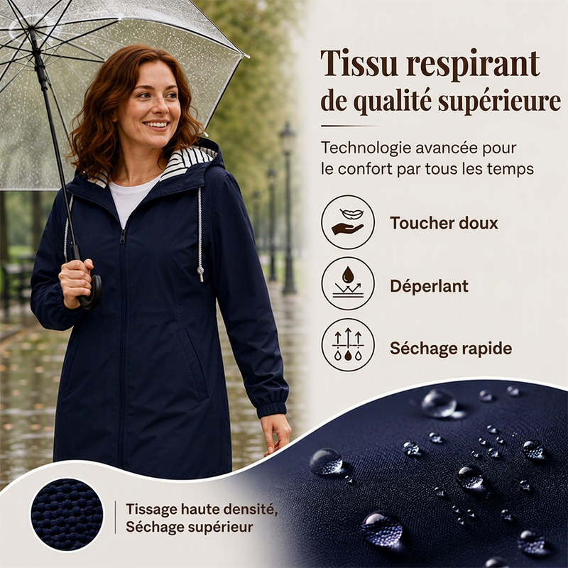Veste à capuche imperméable d'extérieur pour femme