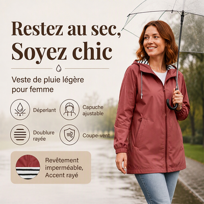 Veste à capuche imperméable d'extérieur pour femme