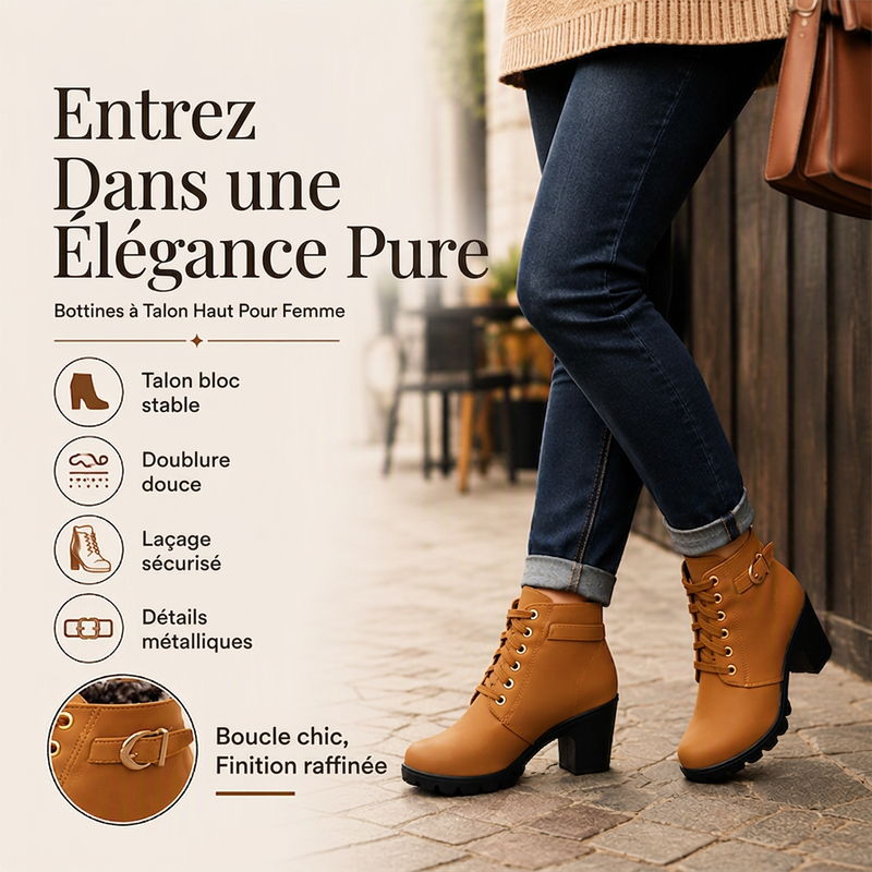 Bottines à talon épais vintage pour femme