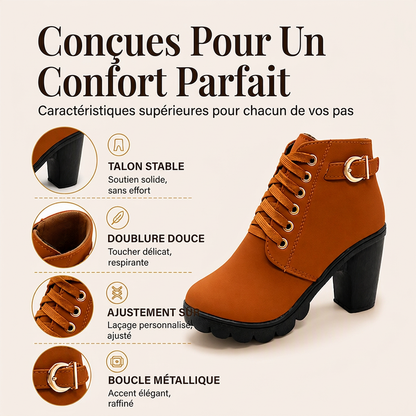 Bottines à talon épais vintage pour femme