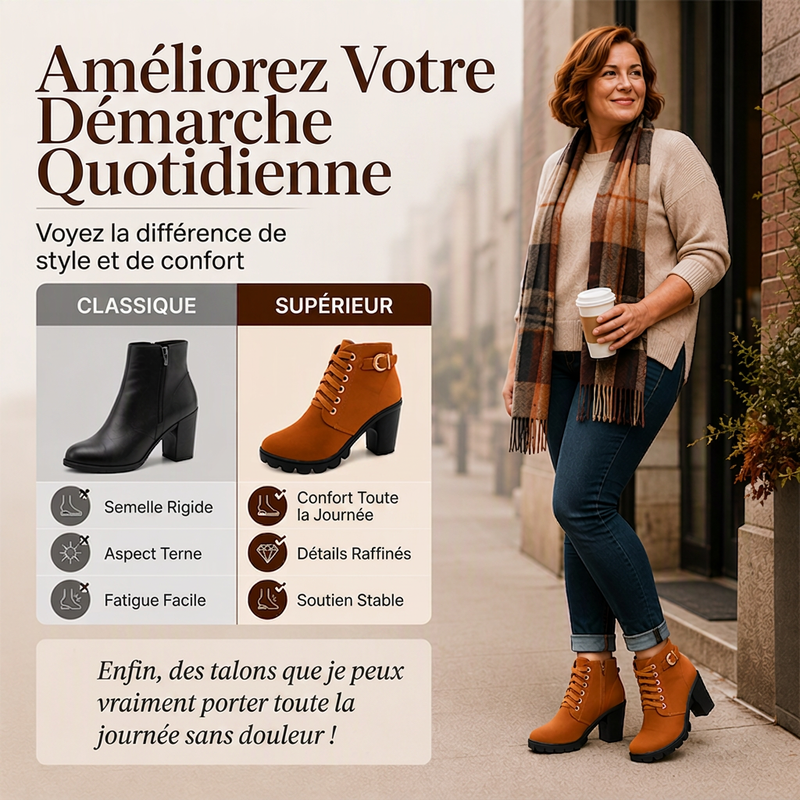 Bottines à talon épais vintage pour femme