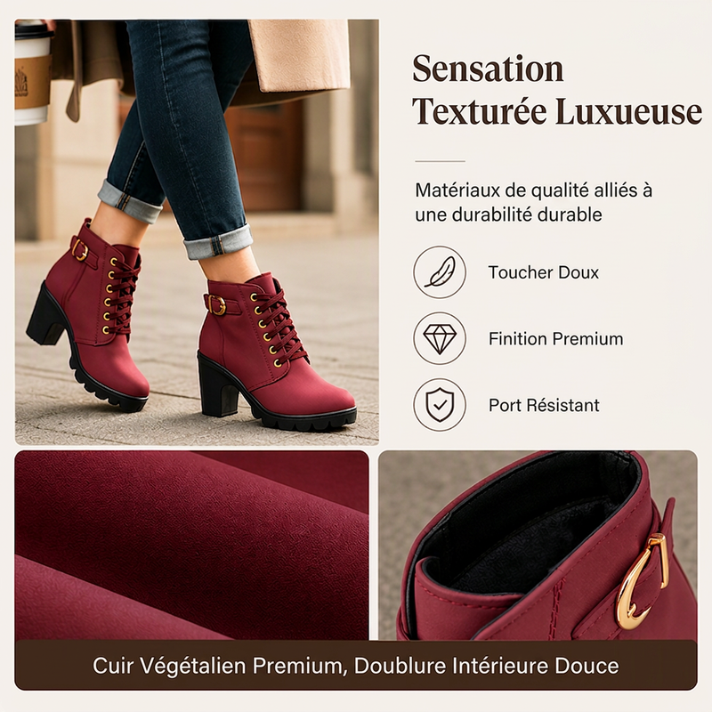 Bottines à talon épais vintage pour femme