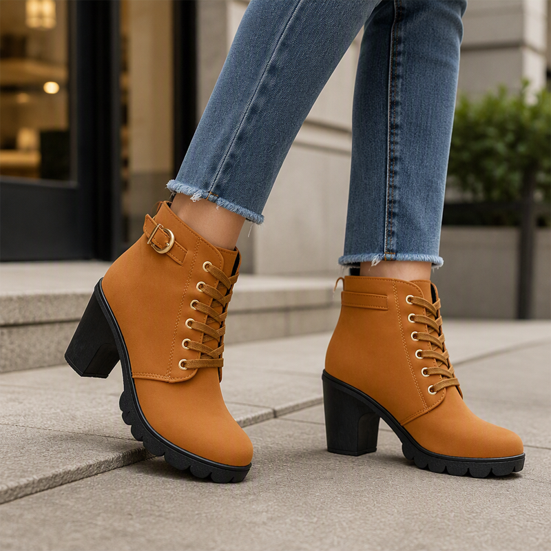 Bottines à talon épais vintage pour femme