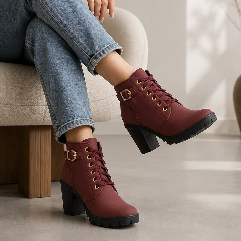 Bottines à talon épais vintage pour femme