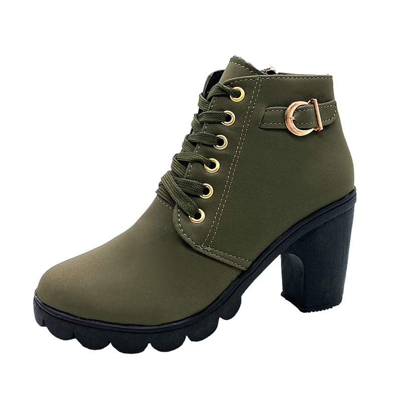 Bottines à talon épais vintage pour femme
