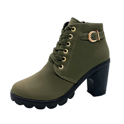 Bottines à talon épais vintage pour femme