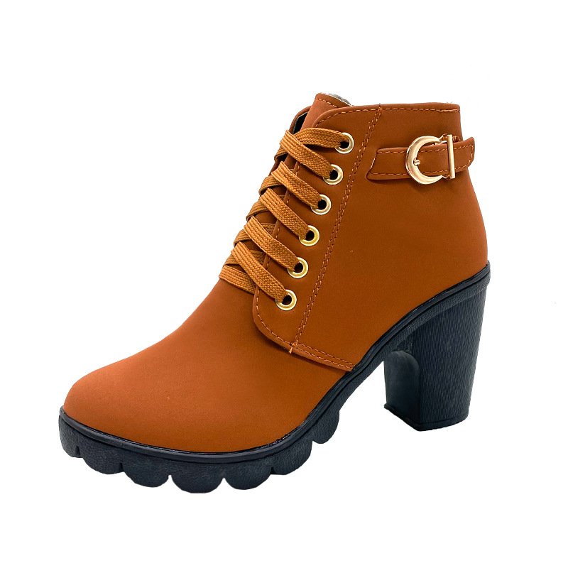 Bottines à talon épais vintage pour femme