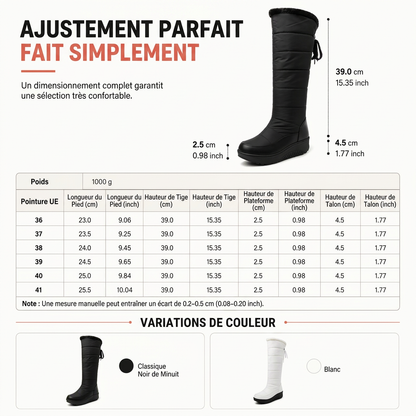 Bottes de neige d'hiver imperméables en duvet et coton pour femme, bottes mi-mollets à bout rond, semelle épaisse et doublure chaude