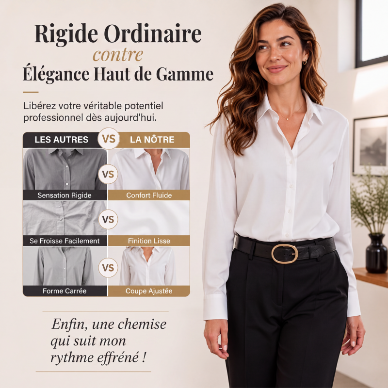 🌸 OFFRE LIMITÉE –50% ! ✨ Chemise polyvalente pour femme en satin soyeux à manches longues