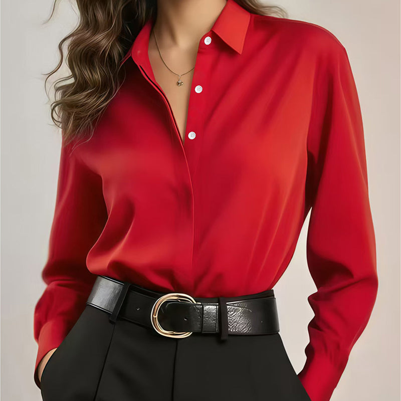 🌸 OFFRE LIMITÉE –50% ! ✨ Chemise polyvalente pour femme en satin soyeux à manches longues