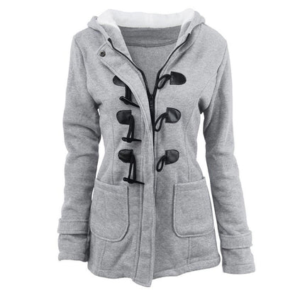 🌸 OFFRE LIMITÉE –50% ! ✨ Veste à capuche mi-longue et épaisse pour femme