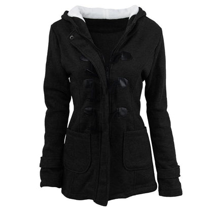 🌸 OFFRE LIMITÉE –50% ! ✨ Veste à capuche mi-longue et épaisse pour femme