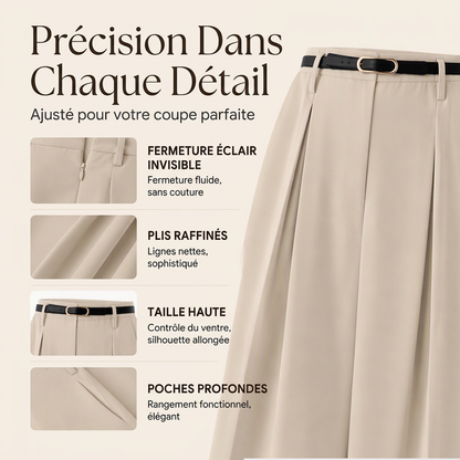 Pantalon large taille haute pour femme