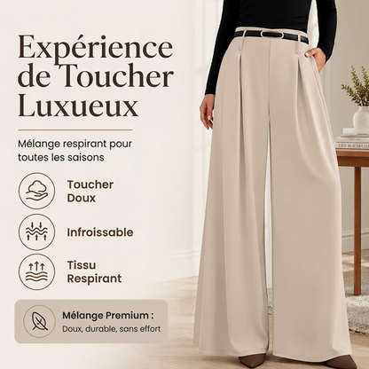 Pantalon large taille haute pour femme