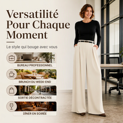 Pantalon large taille haute pour femme