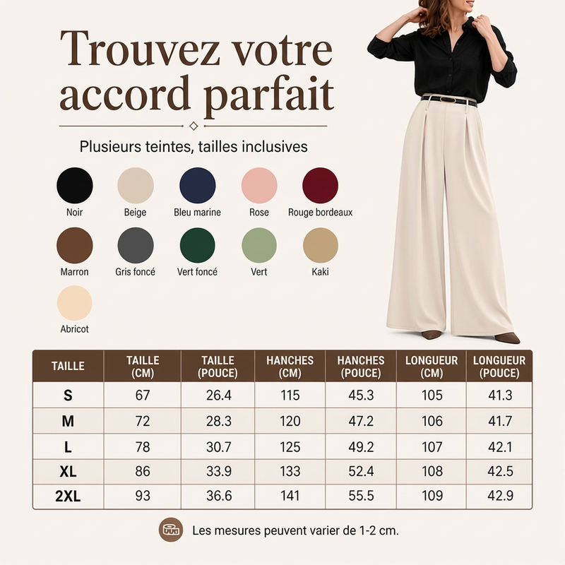 Pantalon large taille haute pour femme