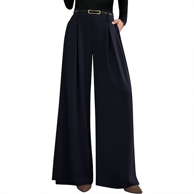 Pantalon large taille haute pour femme