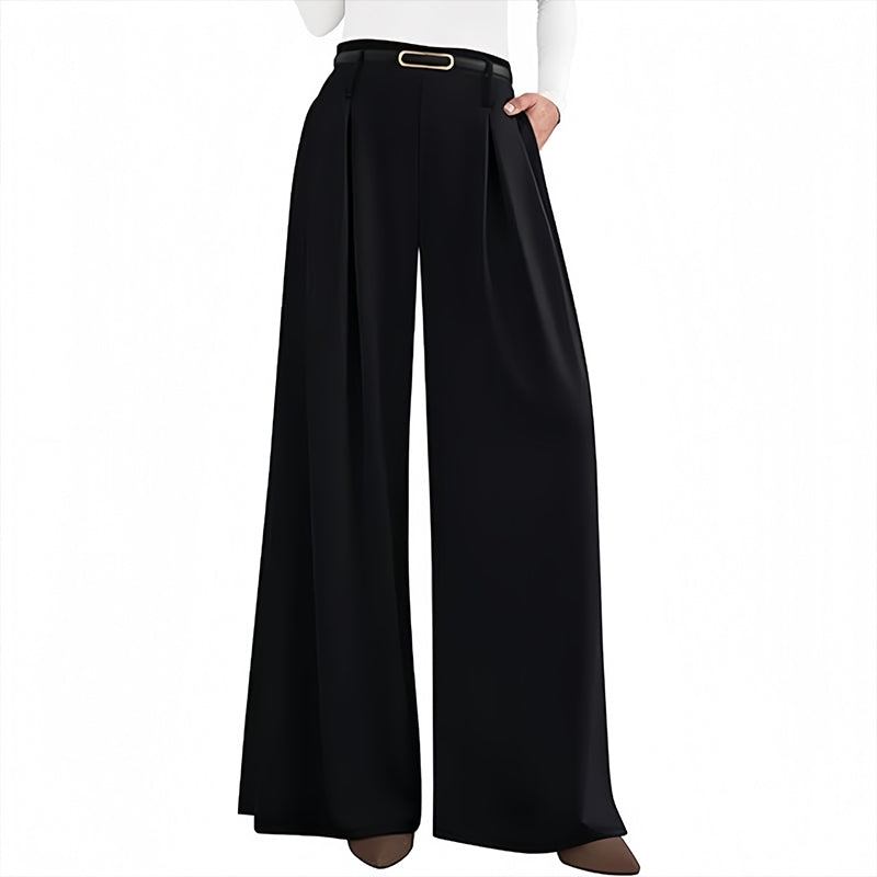 Pantalon large taille haute pour femme