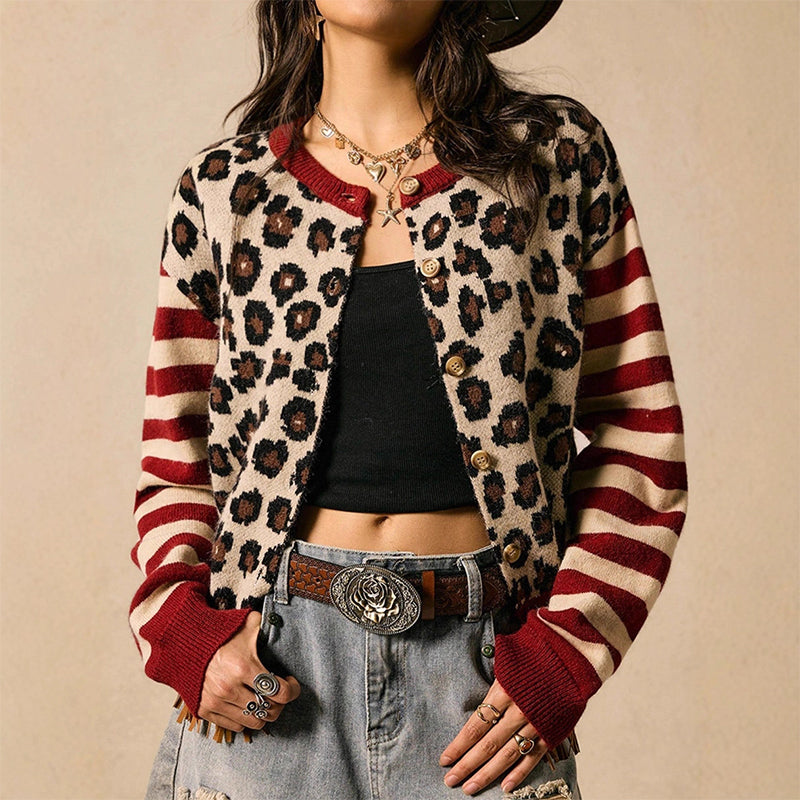 Cardigan pour femme à imprimé léopard