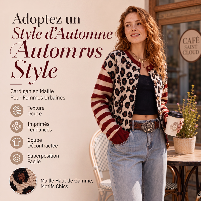 Cardigan pour femme à imprimé léopard