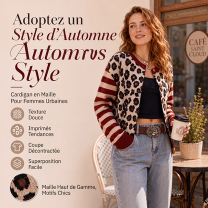 Cardigan pour femme à imprimé léopard