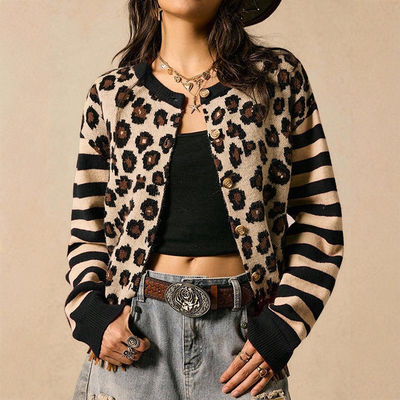 Cardigan pour femme à imprimé léopard