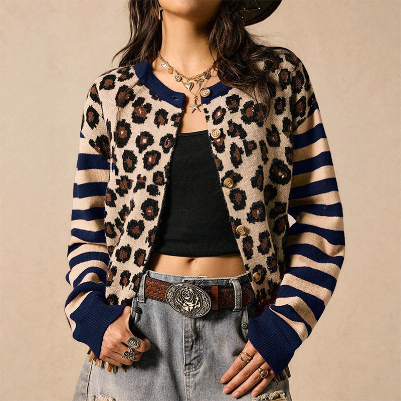 Cardigan pour femme à imprimé léopard