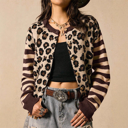 Cardigan pour femme à imprimé léopard