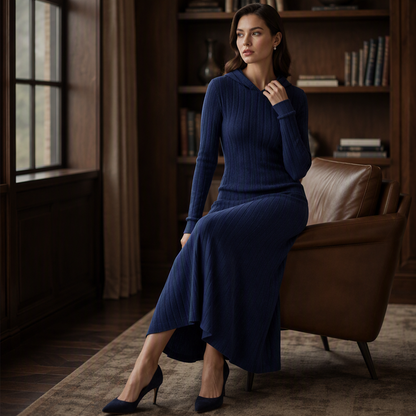 Robe à capuche décontractée en maille côtelée pour femme
