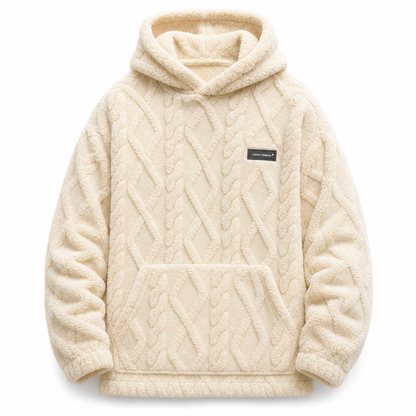 Sweat à capuche doublé polaire pour homme, motif jacquard, manches longues, style pull, pour tenues décontractées et activités en extérieur en hiver