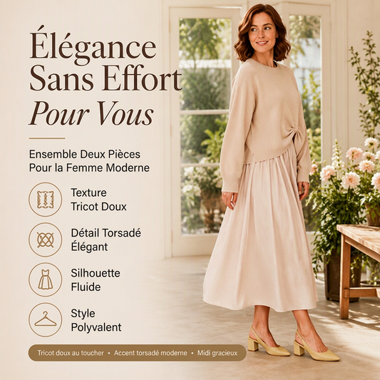 Ensemble pour femme : haut élégant avec nœud torsadé et robe slip
