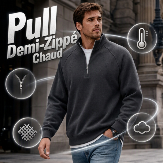 Sweat chaud décontracté pour homme à demi-zip