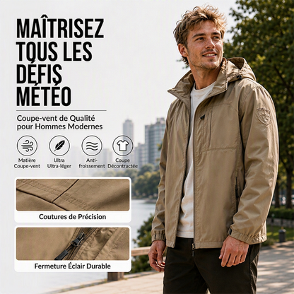 Veste imperméable et coupe-vent polyvalente pour homme