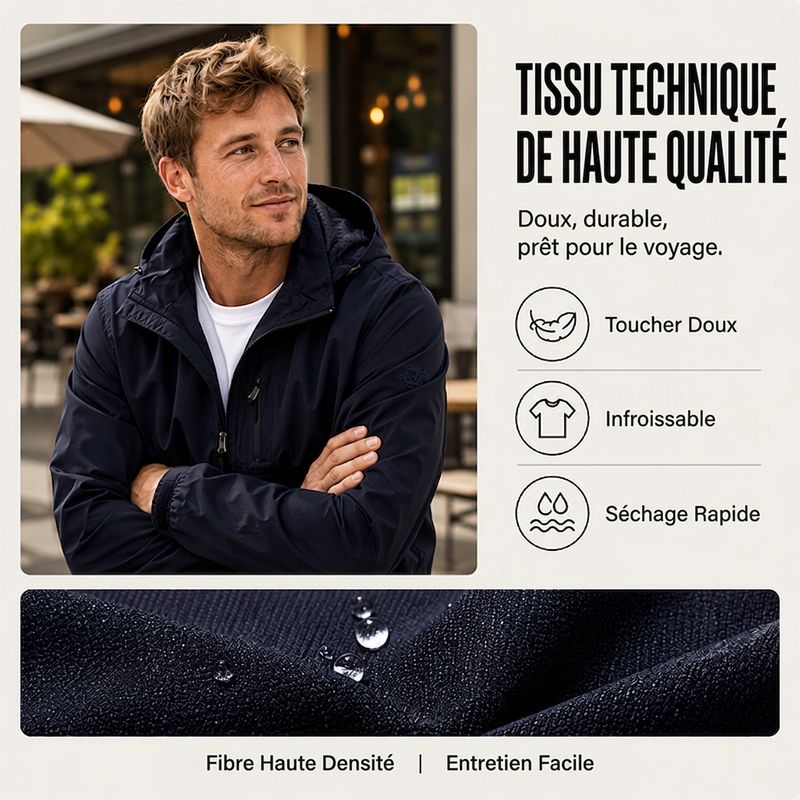 Veste imperméable et coupe-vent polyvalente pour homme