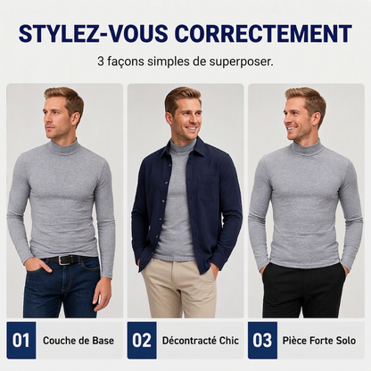 Haut col roulé factice ajusté pour homme